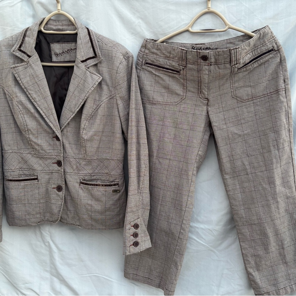 Plaid Blazer and Pants Set